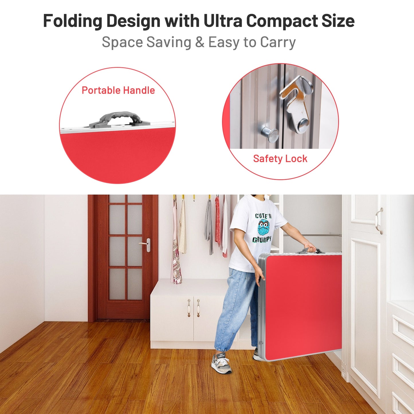 60 Inch Portable Tennis Ping Pong Folding Table with Accessories-Red