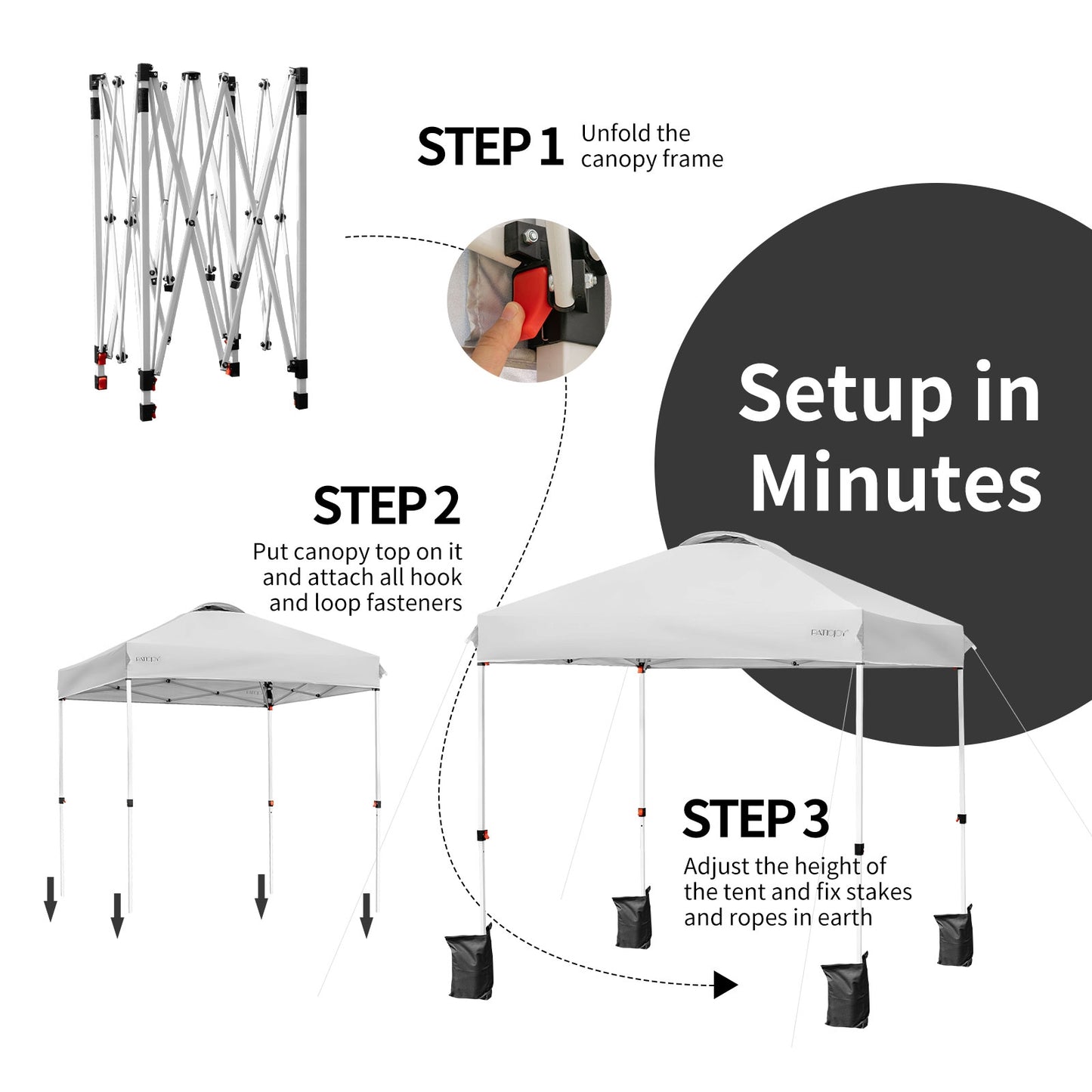 6.6 x 6.6 Feet Outdoor Pop-up Canopy Tent with Roller Bag-Gray Kids Crystal