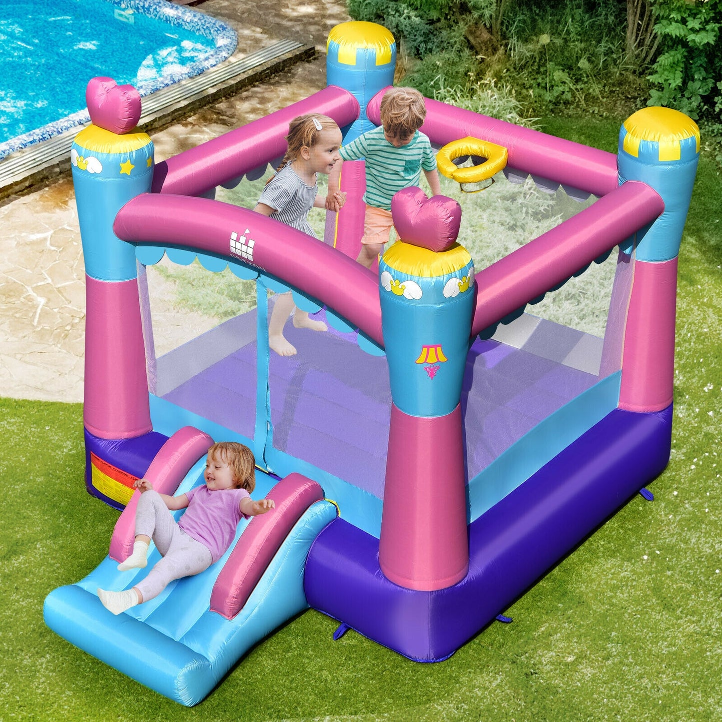 3-in-1 Princess Theme Inflatable Castle without Blower Kids Crystal