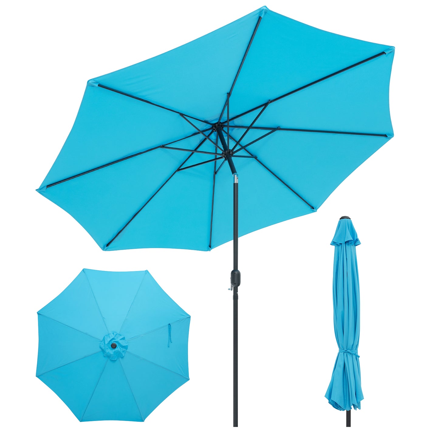 10 Feet Outdoor Patio Umbrella with Tilt Adjustment and Crank-Blue Kids Crystal