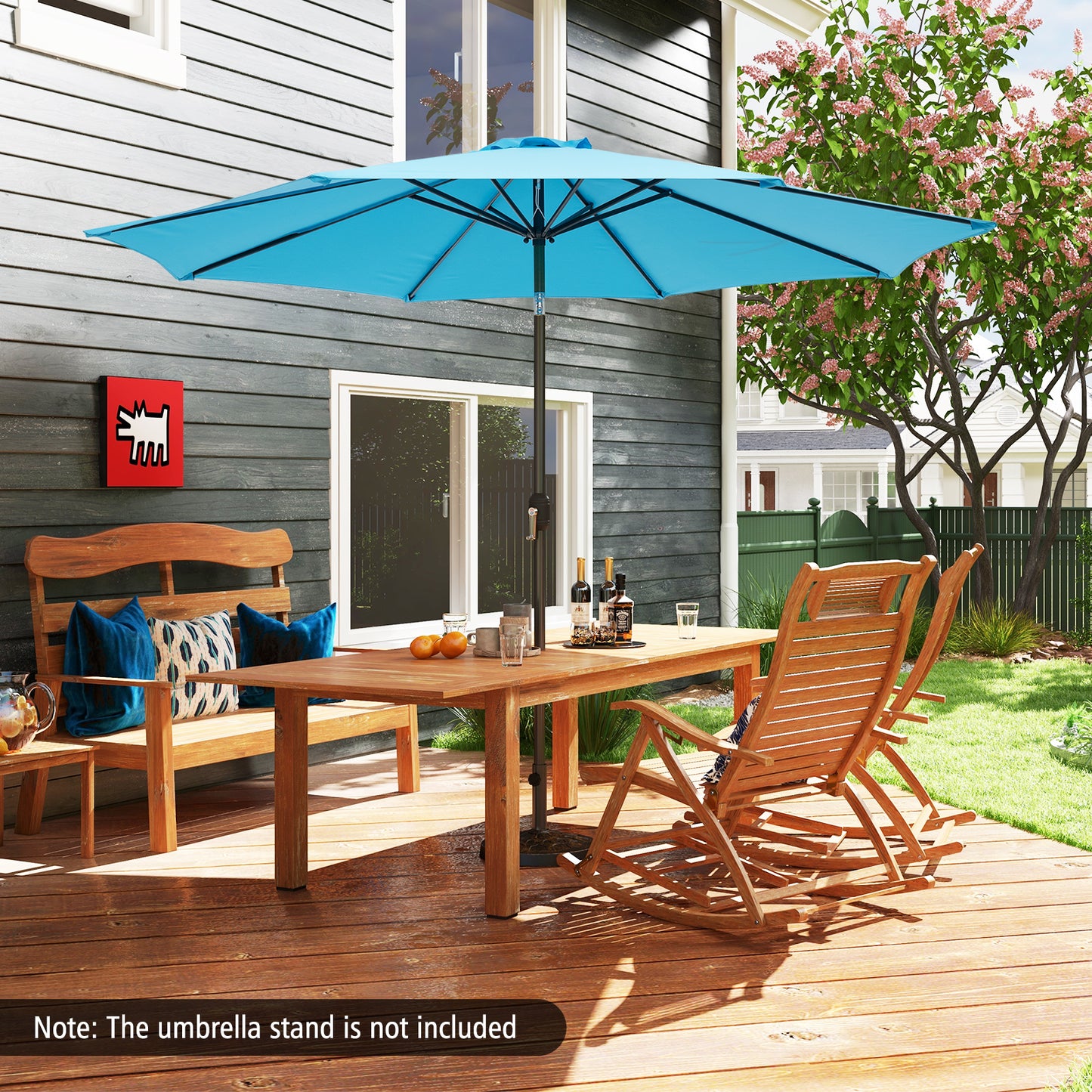 10 Feet Outdoor Patio Umbrella with Tilt Adjustment and Crank-Blue Kids Crystal
