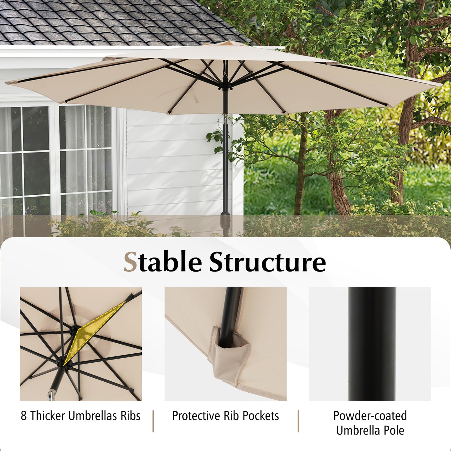10 Feet Outdoor Patio Umbrella with Tilt Adjustment and Crank-Beige Kids Crystal