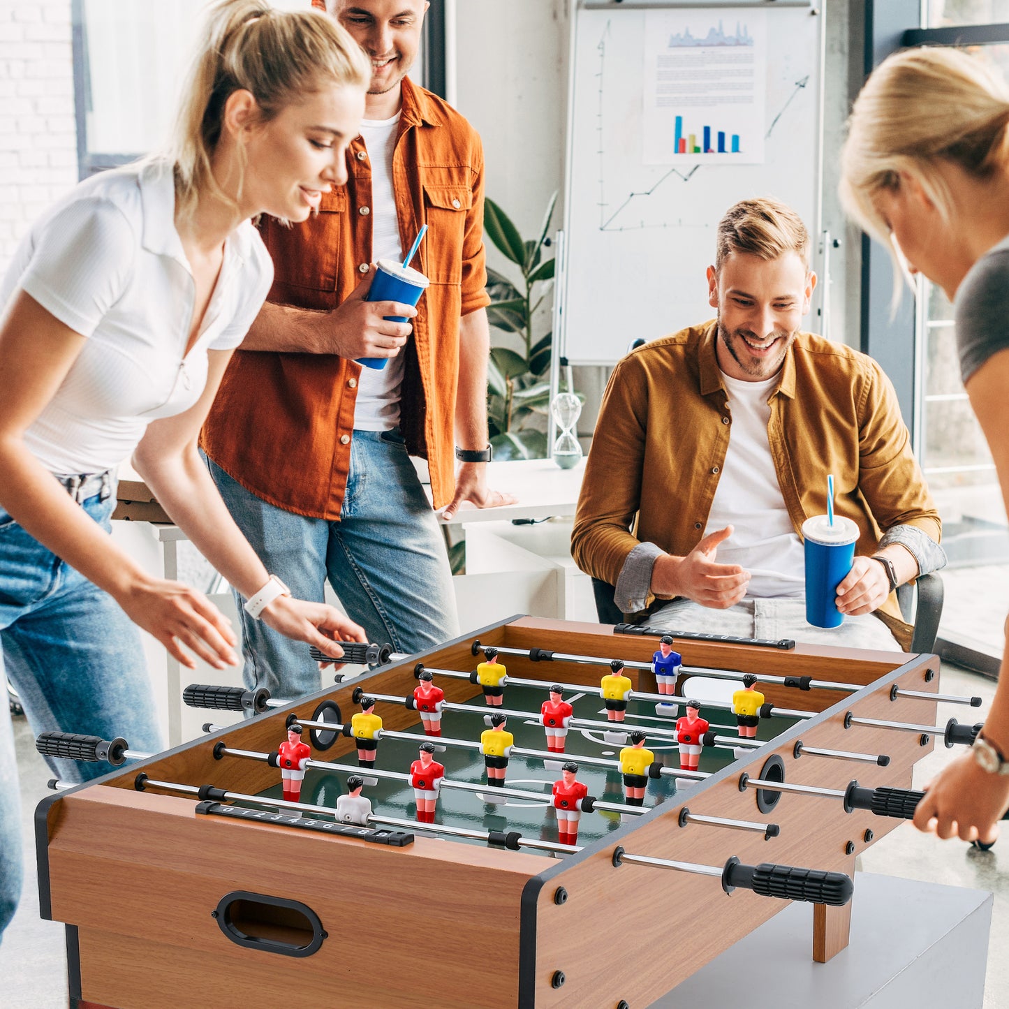 4-in-1 Combo Game Table Set Foosball Table with Billiards and Hockey Kids Crystal