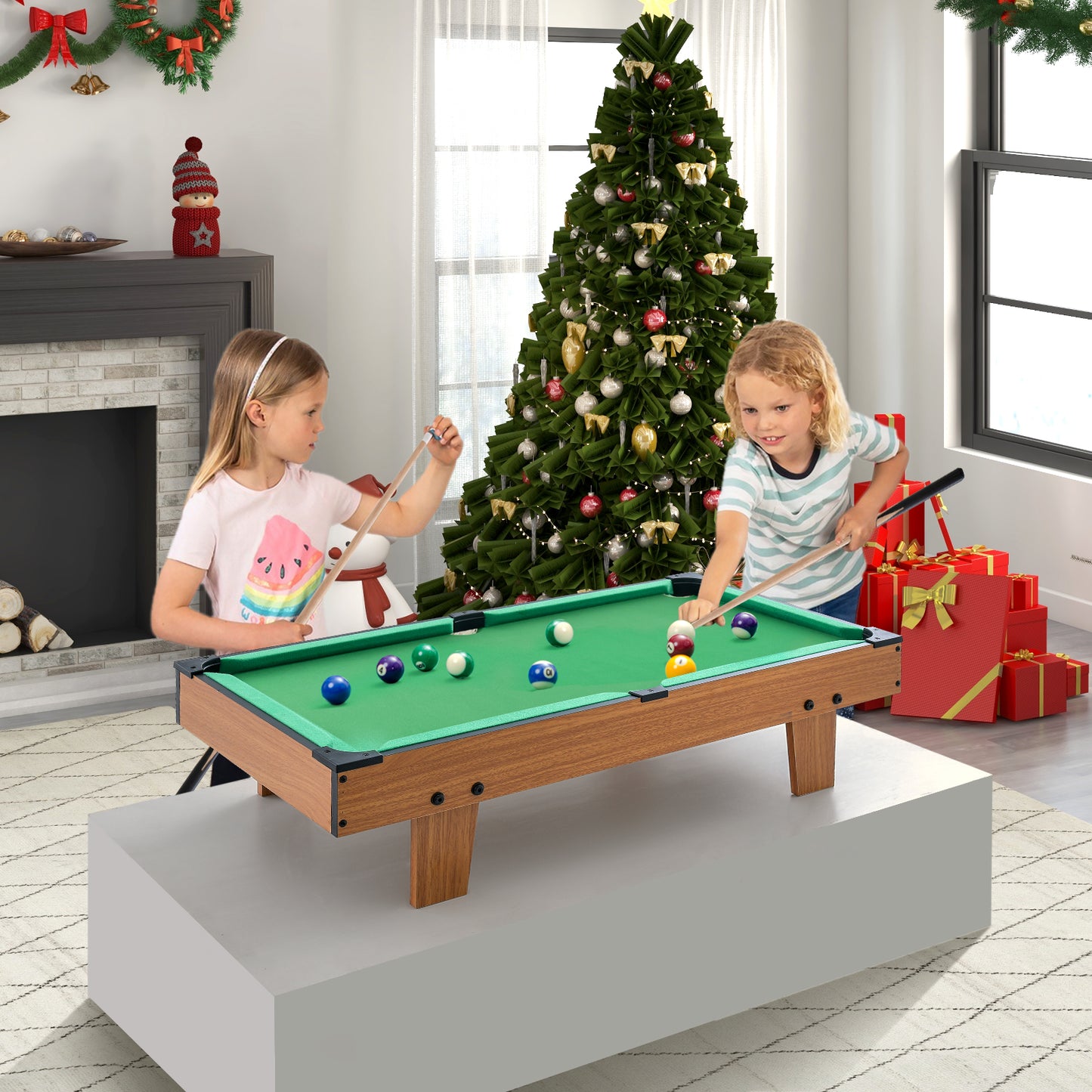 4-in-1 Combo Game Table Set Foosball Table with Billiards and Hockey Kids Crystal