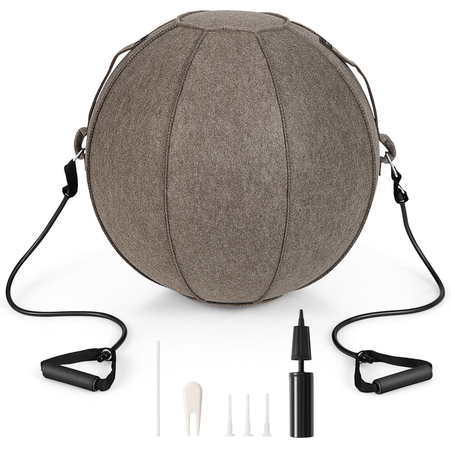 Yoga Sitting Ball with Felt Cover and Air Pump-Brown Kids Crystal