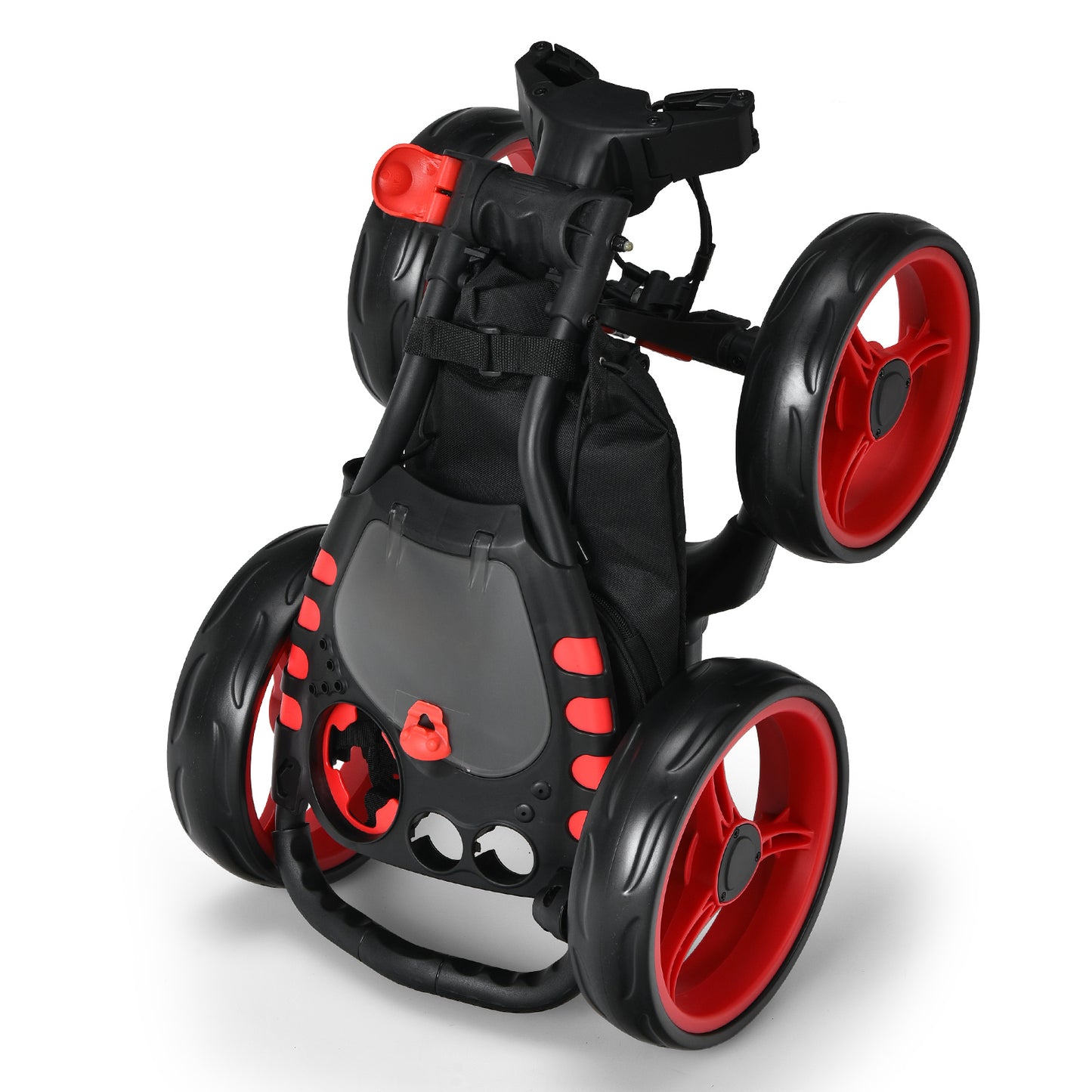 Lightweight Foldable Collapsible 4 Wheels Golf Push Cart-Red Kids Crystal