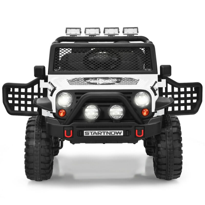 12V Kids Remote Control Electric Ride On Truck Car with Lights and Music-White