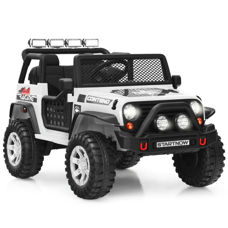 12V Kids Remote Control Electric Ride On Truck Car with Lights and Music-White