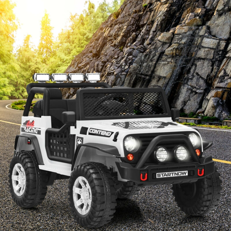 12V Kids Remote Control Electric Ride On Truck Car with Lights and Music-White