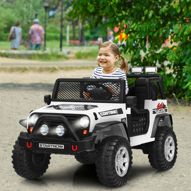 12V Kids Remote Control Electric Ride On Truck Car with Lights and Music-White