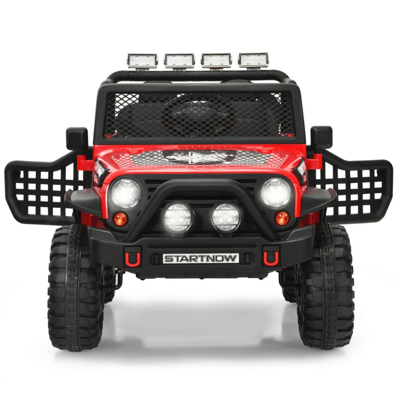 12V Kids Remote Control Electric Ride On Truck Car with Lights and Music-Red