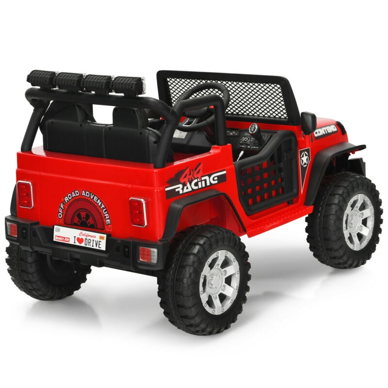 12V Kids Remote Control Electric Ride On Truck Car with Lights and Music-Red