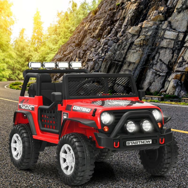 12V Kids Remote Control Electric Ride On Truck Car with Lights and Music-Red
