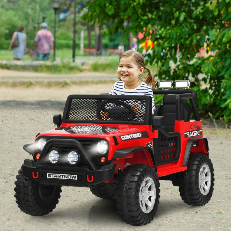 12V Kids Remote Control Electric Ride On Truck Car with Lights and Music-Red