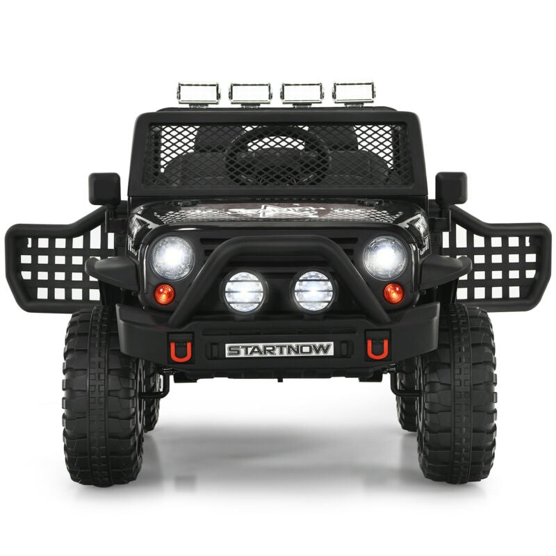 12V Kids Remote Control Electric Ride On Truck Car with Lights and Music-Black