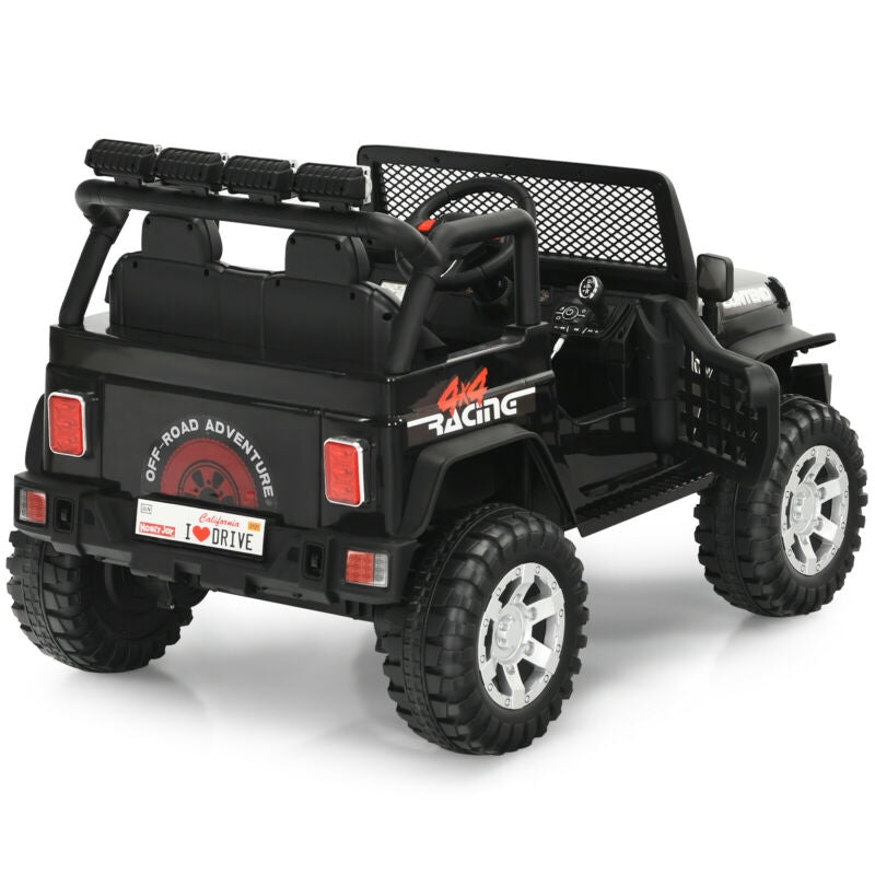 12V Kids Remote Control Electric Ride On Truck Car with Lights and Music-Black