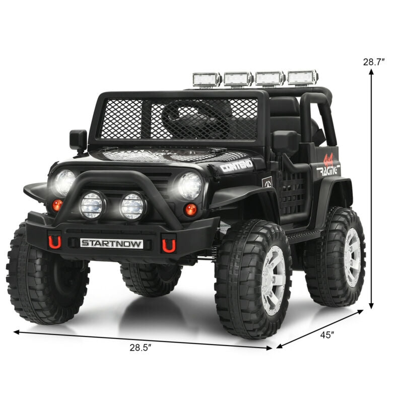 12V Kids Remote Control Electric Ride On Truck Car with Lights and Music-Black