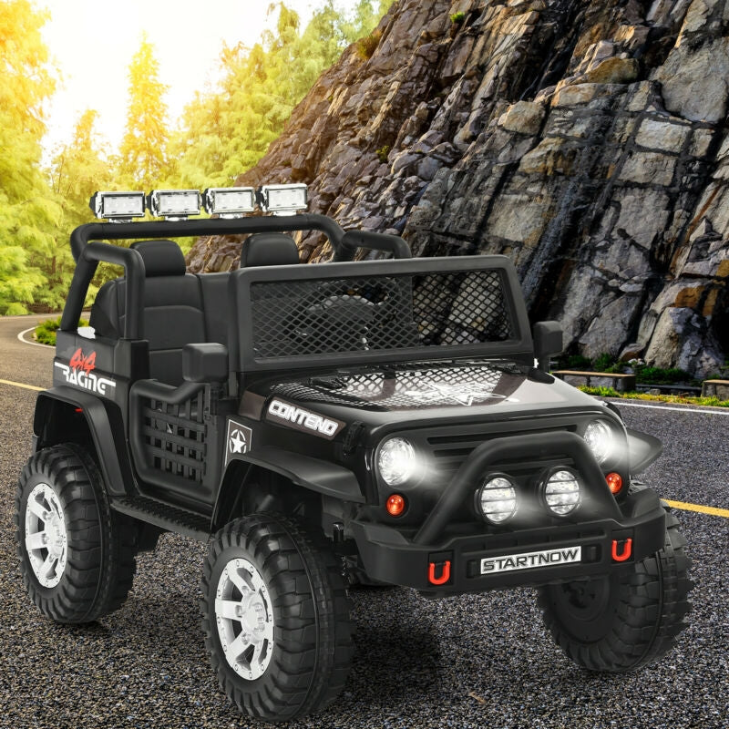 12V Kids Remote Control Electric Ride On Truck Car with Lights and Music-Black