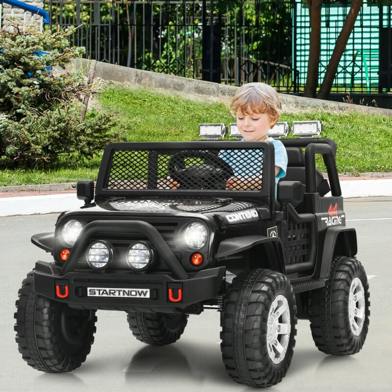 12V Kids Remote Control Electric Ride On Truck Car with Lights and Music-Black