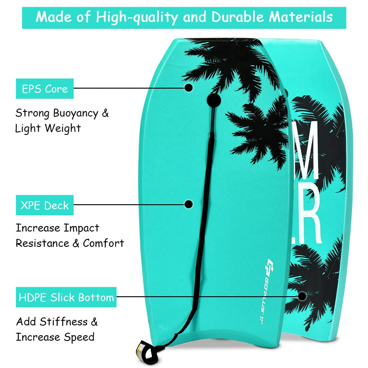 33 Inch/37 Inch/41 Inch Lightweight Super Surfing Bodyboard Kids Crystal
