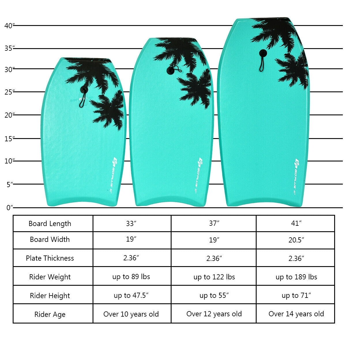 33 Inch/37 Inch/41 Inch Lightweight Super Surfing Bodyboard Kids Crystal