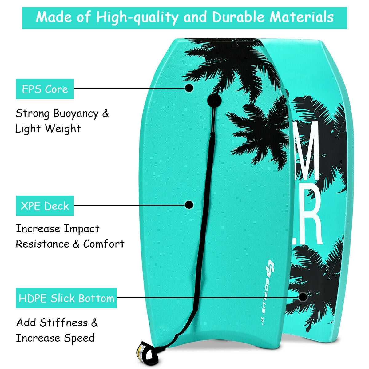 33 Inch/37 Inch/41 Inch Lightweight Super Surfing Bodyboard Kids Crystal