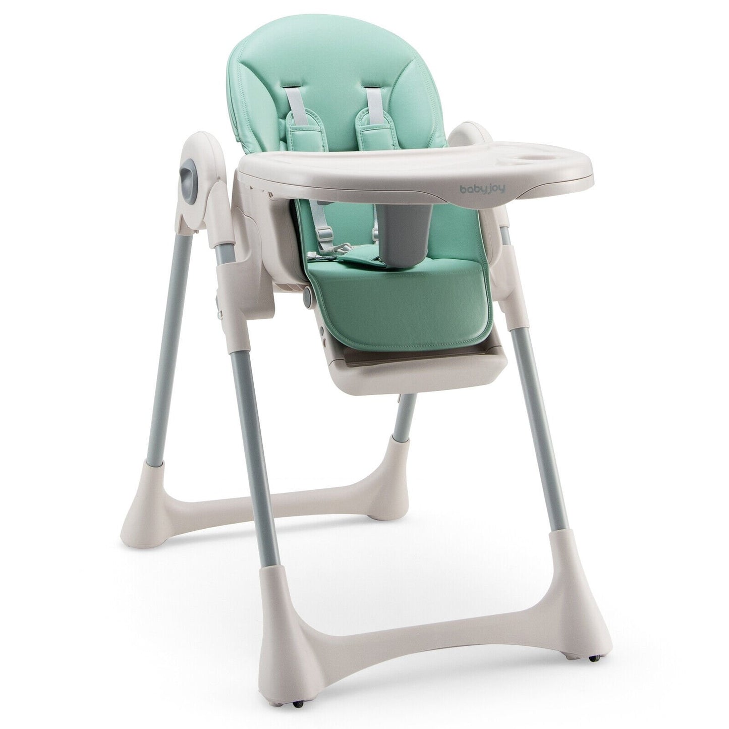 Baby Folding High Chair Dining Chair with Adjustable Height and Footrest-Green Kids Crystal