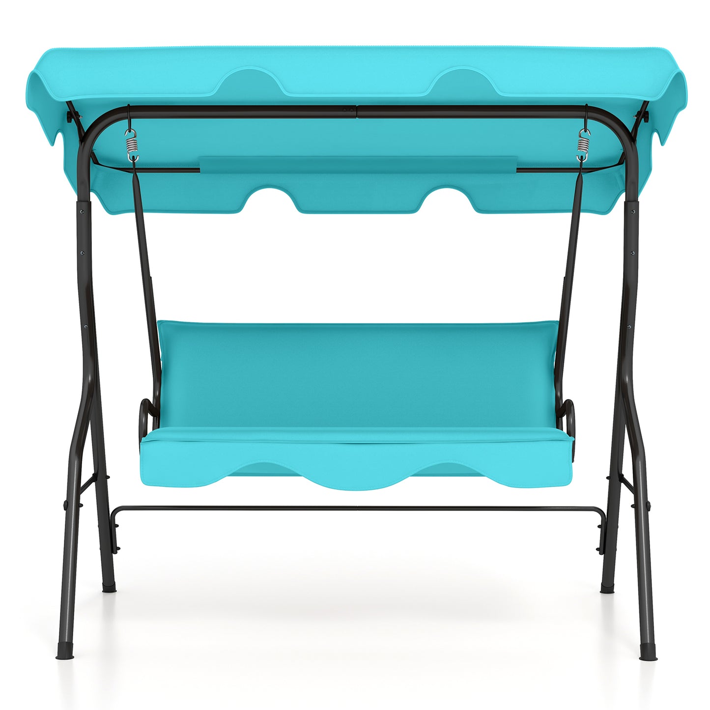 3 Seats Patio Canopy Cushioned Steel Frame Swing Glider Hammock-Blue Kids Crystal