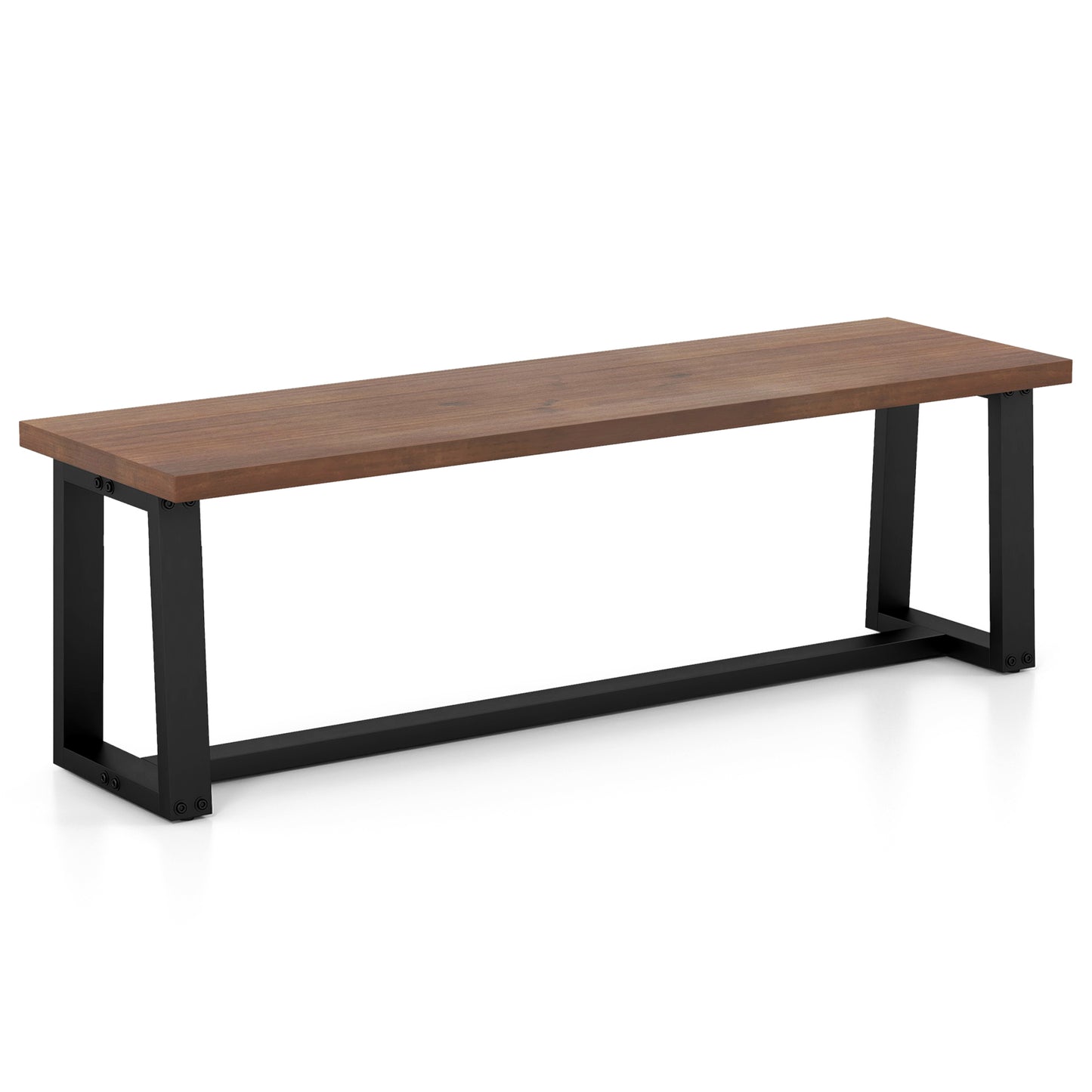 Wood Dining Bench with Metal Frame and Adjustable Footpads-Coffee Kids Crystal
