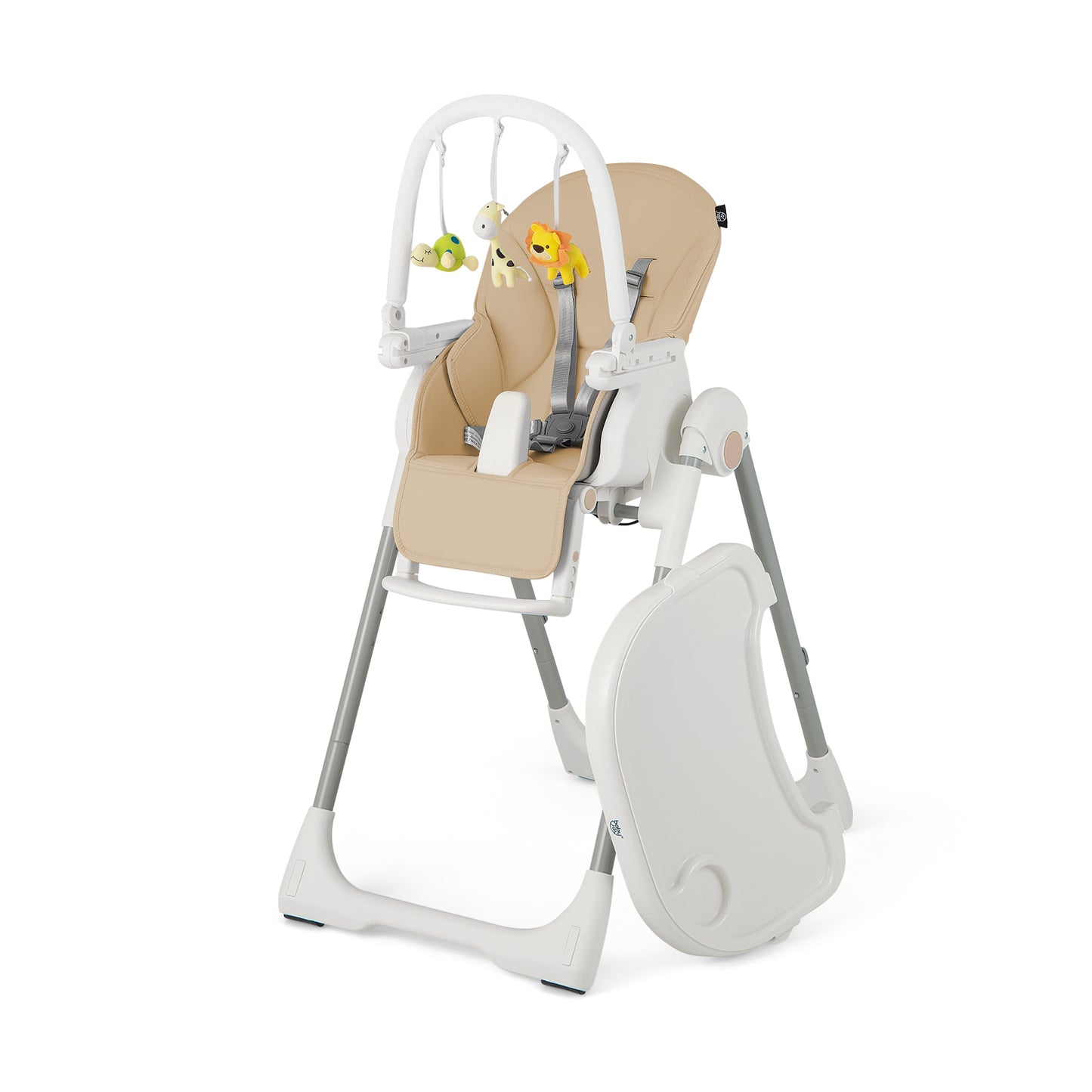 4-in-1 Foldable Baby High Chair with 7 Adjustable Heights and Free Toys Bar-Yellow Kids Crystal