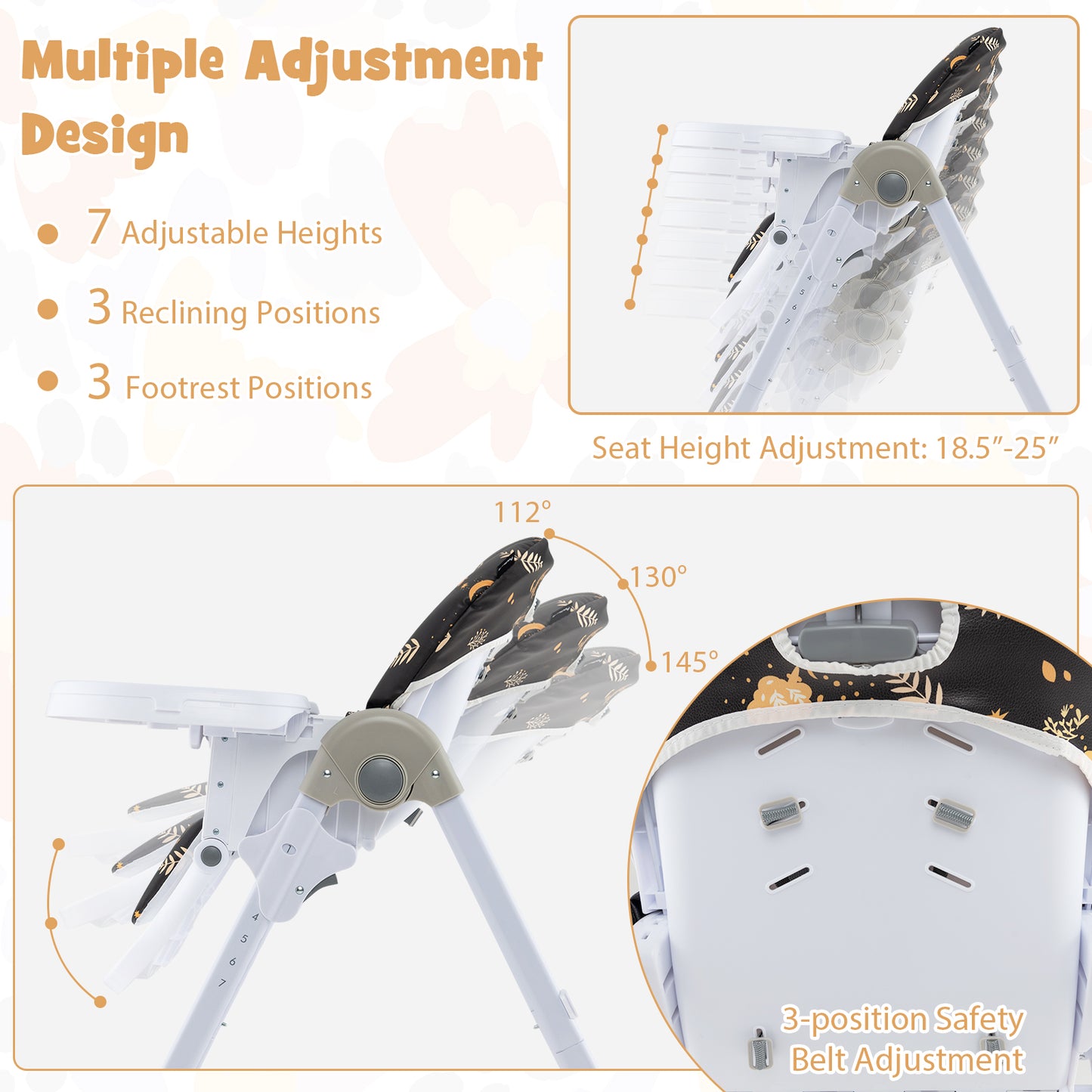 3-In-1 Convertible Baby High Chair for Toddlers-Dark Brown Kids Crystal