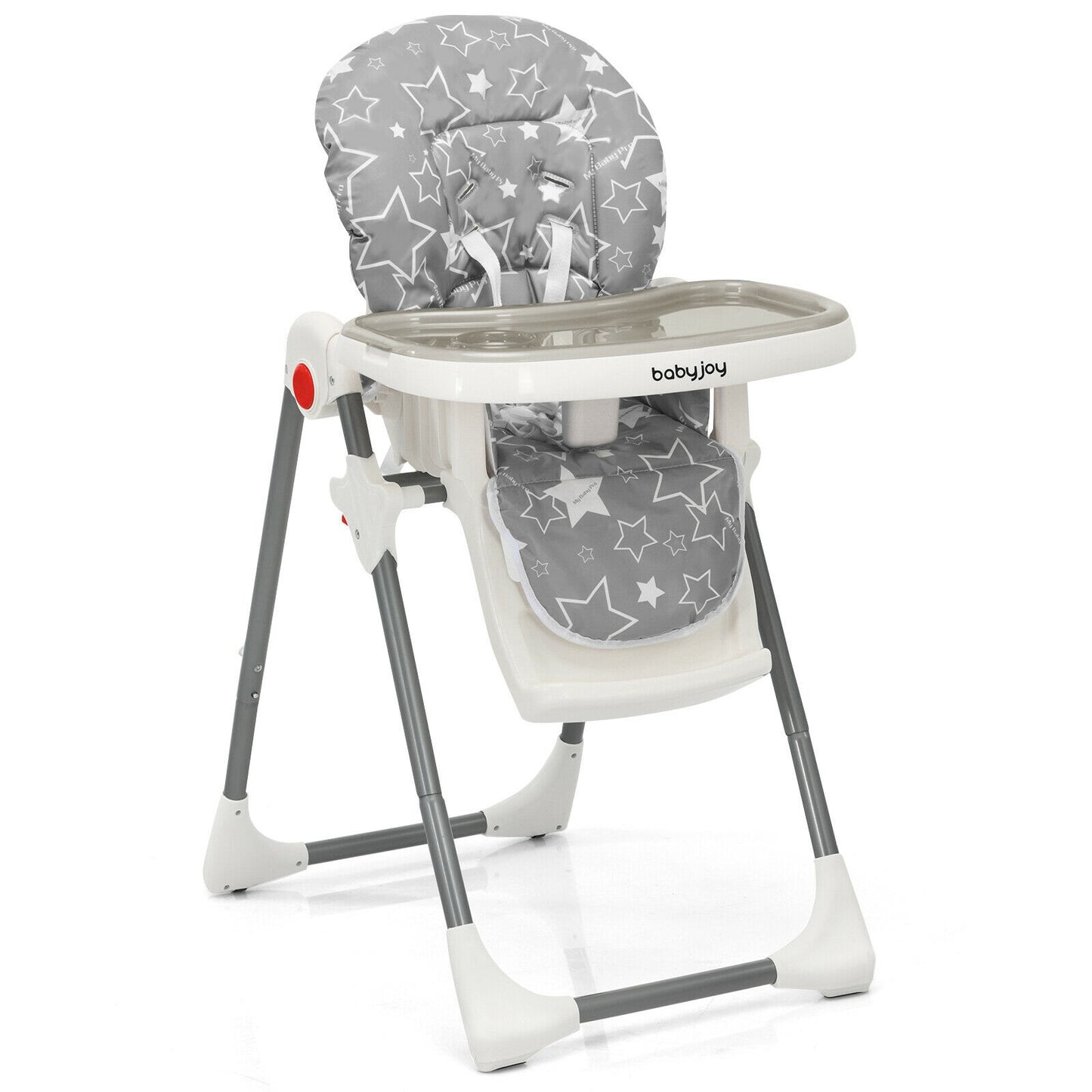 Folding Baby High Dining Chair with 6-Level Height Adjustment-Gray Kids Crystal