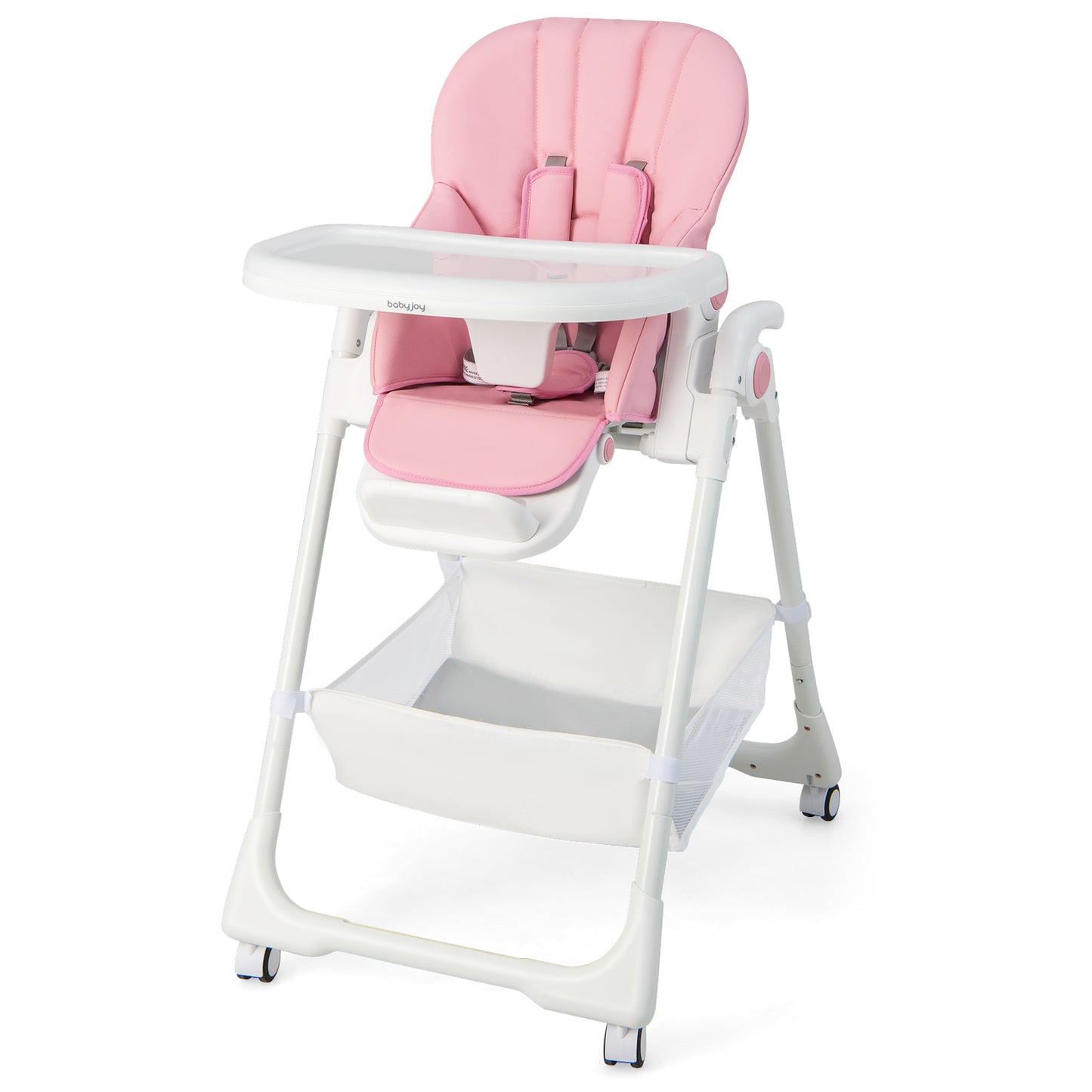 Convertible Infant Dining Chair with 5 Backrest and 3 Footrest Positions-Pink Kids Crystal
