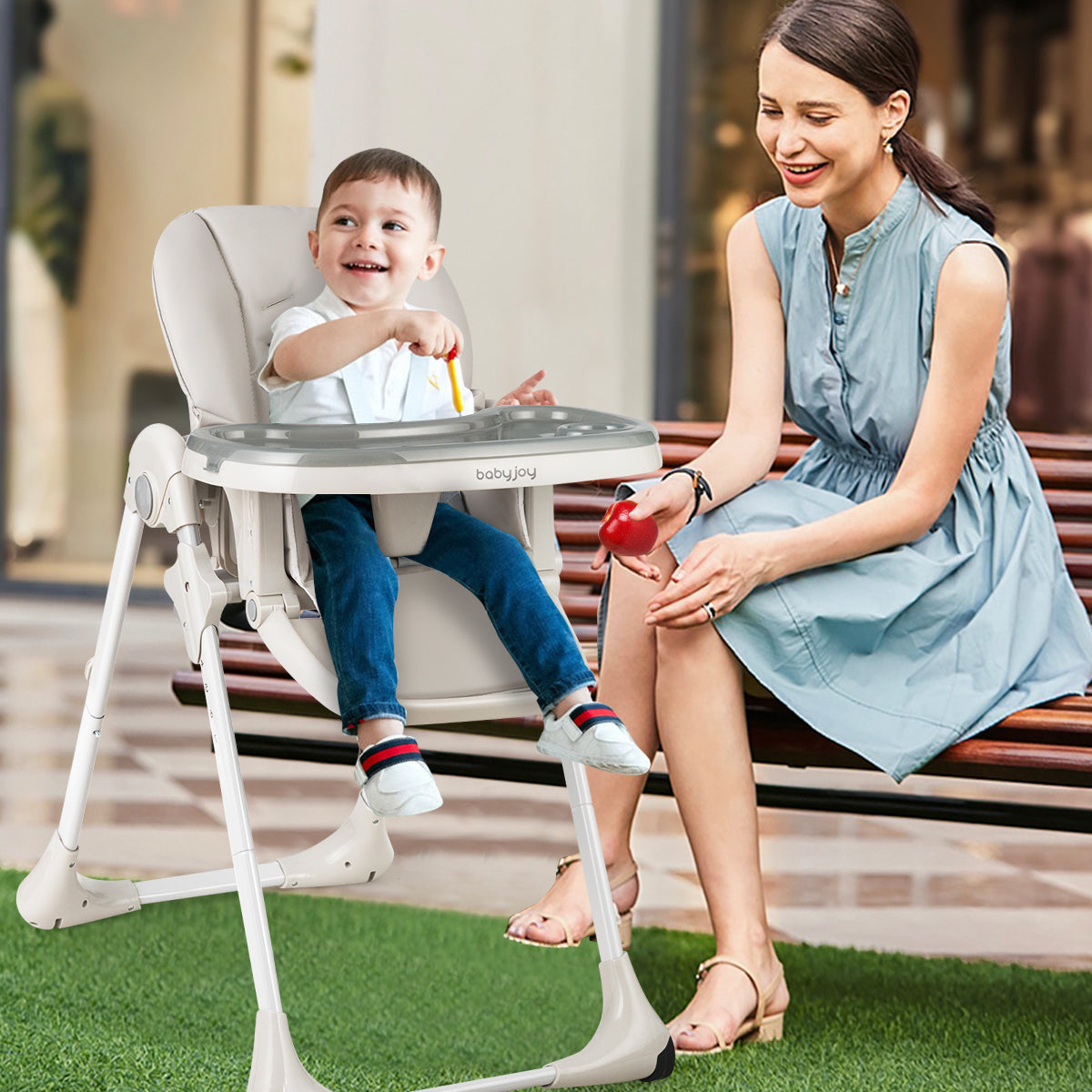 3-In-1 Convertible Baby High Chair for Toddlers-Gray Kids Crystal