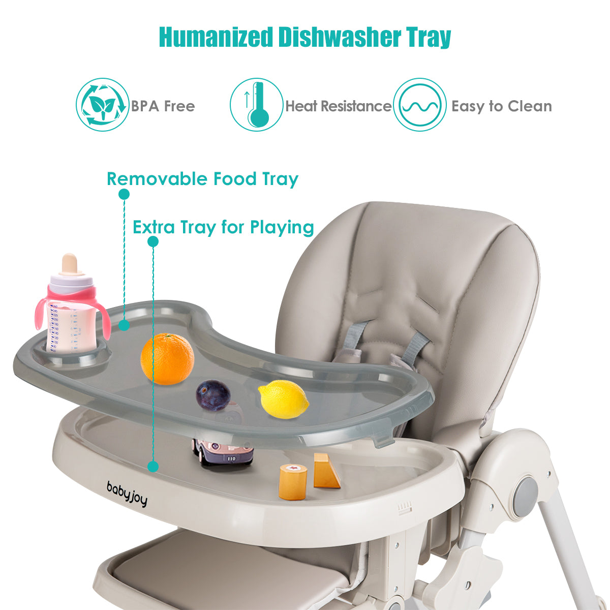 3-In-1 Convertible Baby High Chair for Toddlers-Gray Kids Crystal