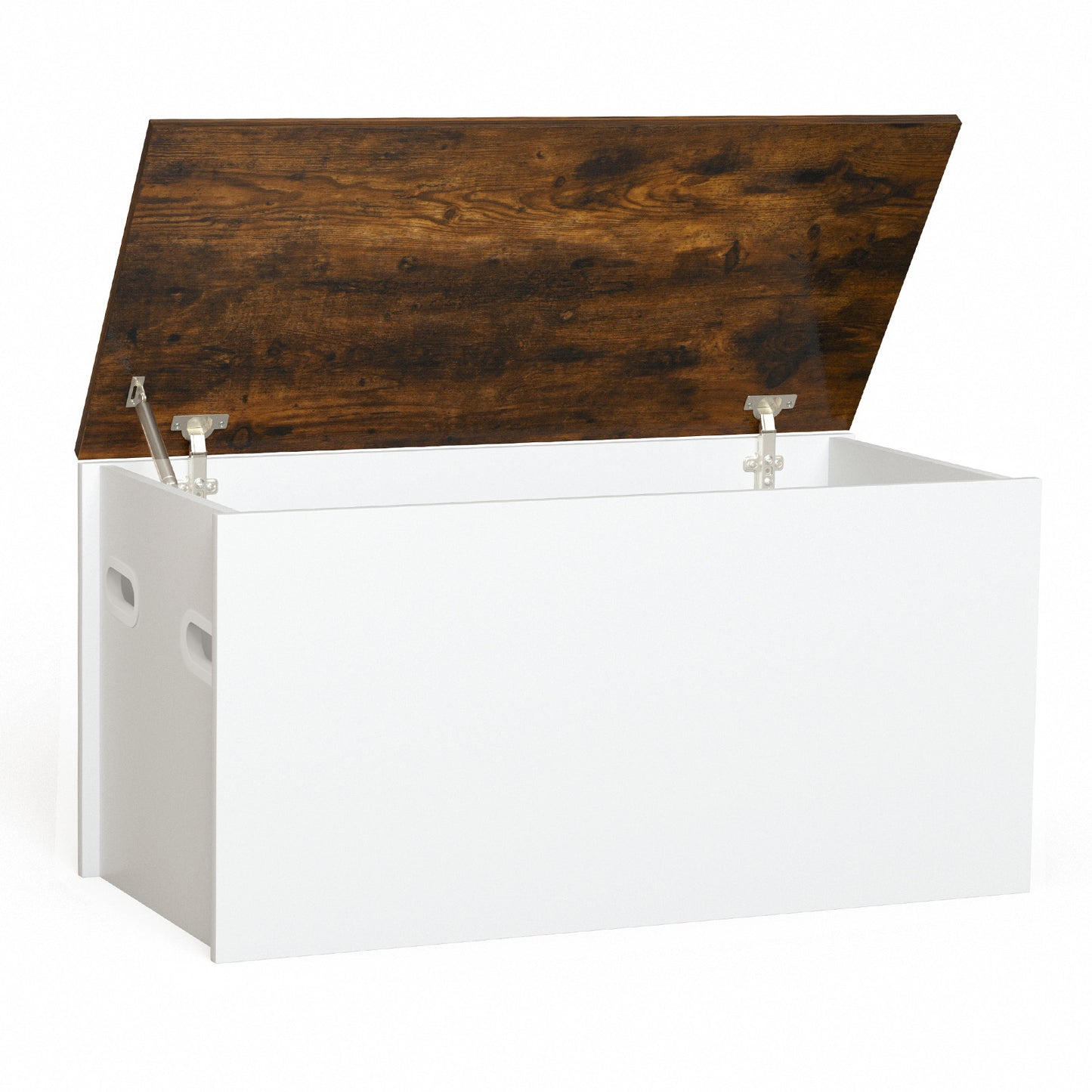 Flip-top Storage Chest with Self-hold Cover and Pneumatic Rod-White Kids Crystal