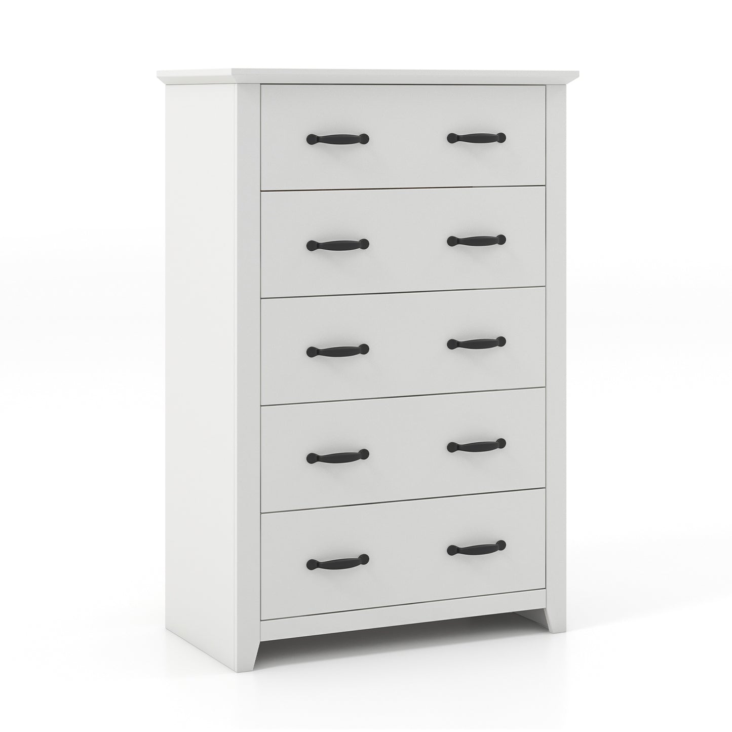 Tall Storage Dresser with 5 Pull-out Drawers for Bedroom Living Room-White Kids Crystal