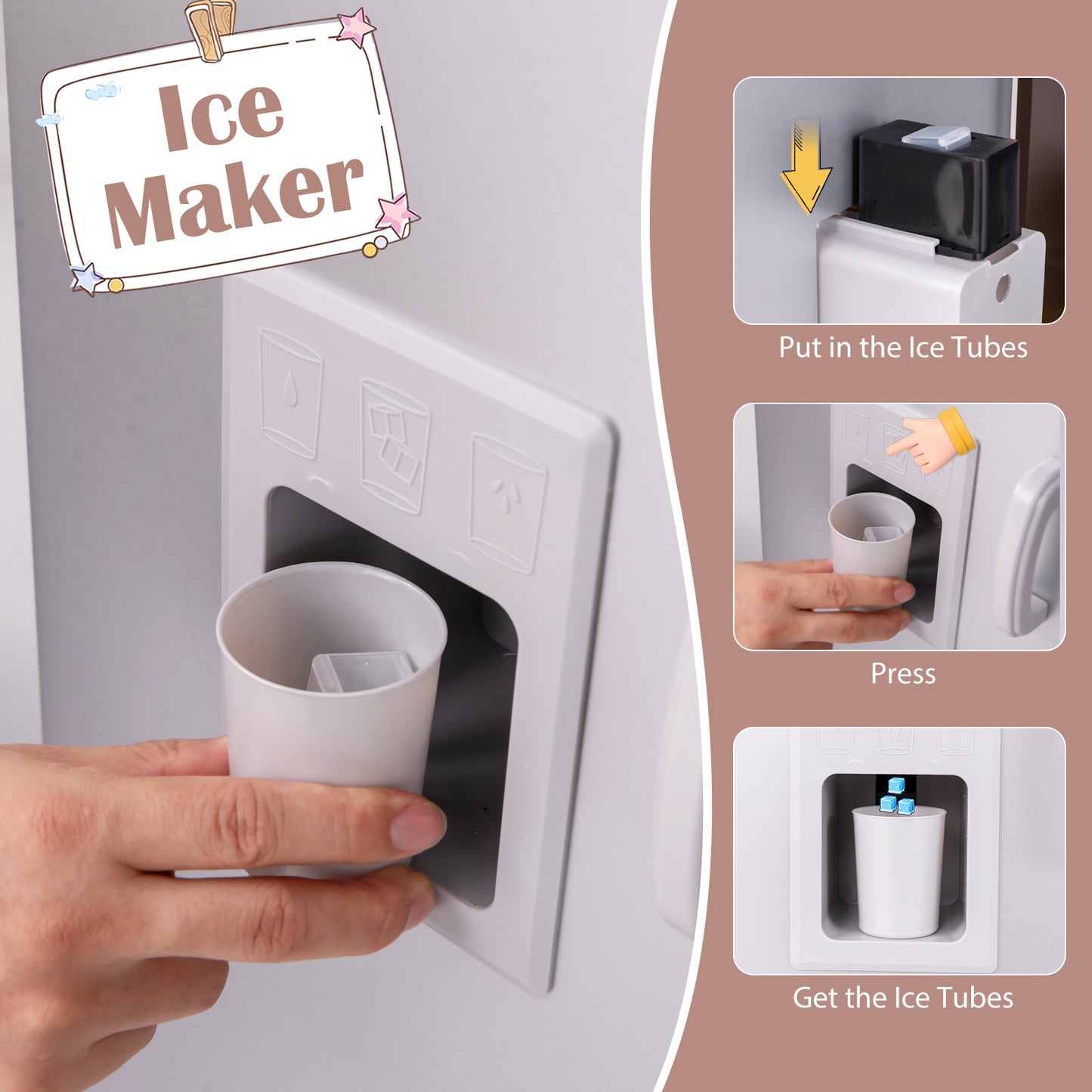 Corner Toy Kitchen Set with Light with Sounds Interactive-Dark Brown Kids Crystal