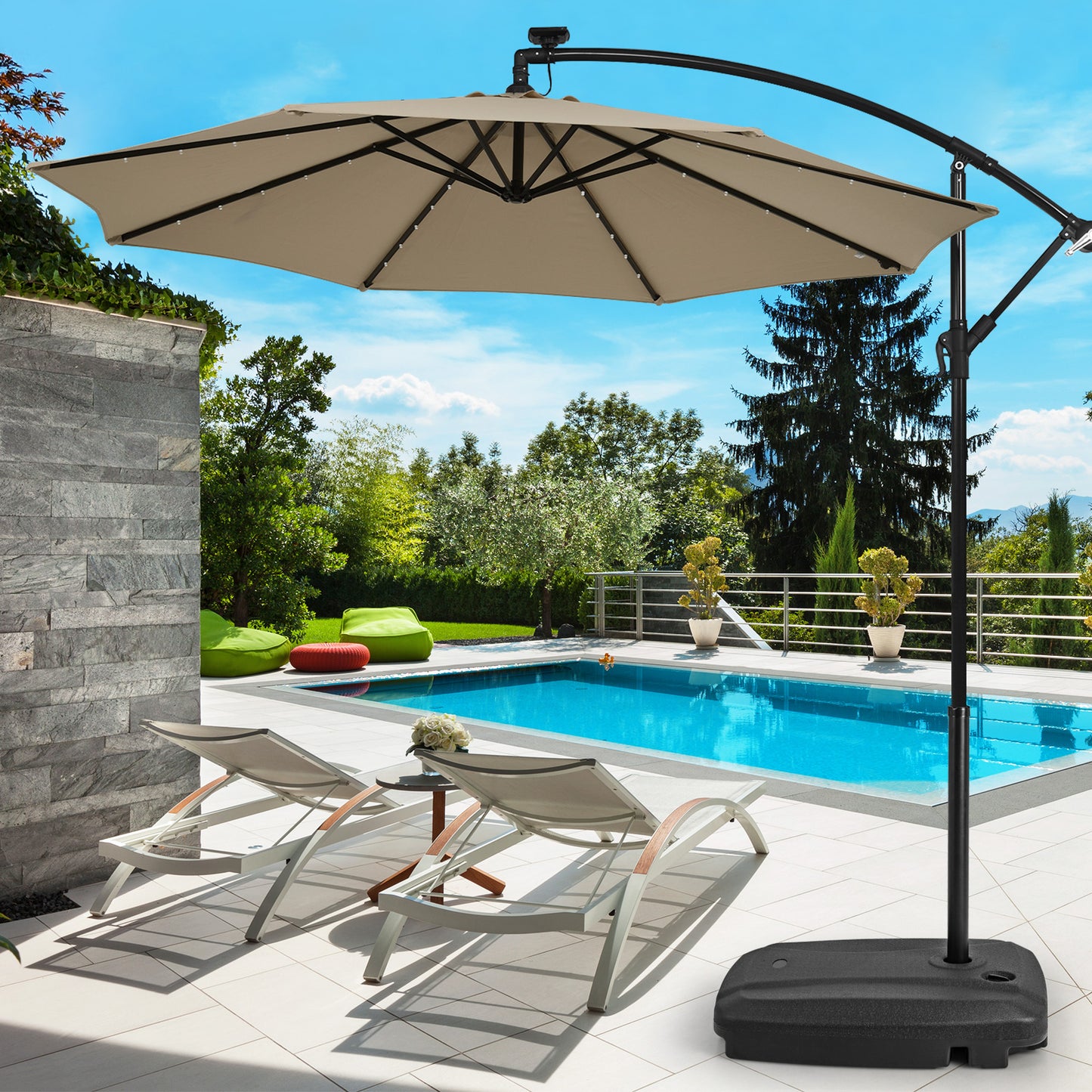 Fillable Universal Offset Umbrella Base with Cross Base and Wheels-Black Kids Crystal