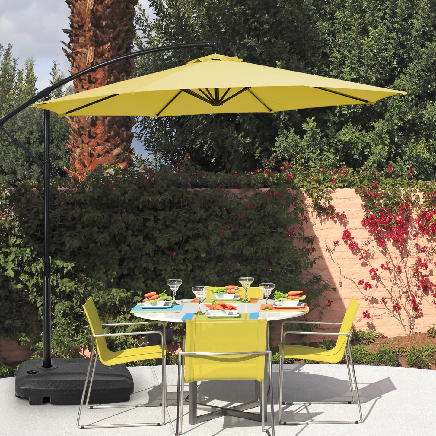 Fillable Universal Offset Umbrella Base with Cross Base and Wheels-Black Kids Crystal