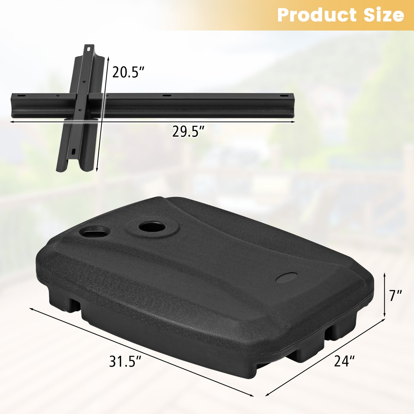 Fillable Universal Offset Umbrella Base with Cross Base and Wheels-Black Kids Crystal