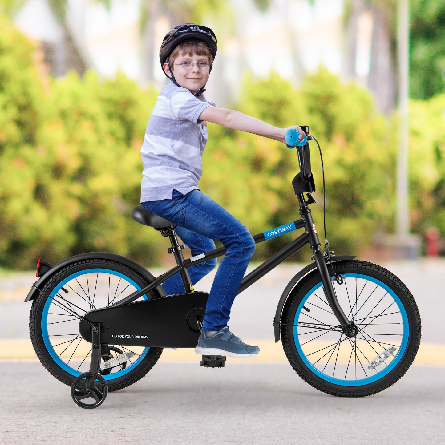 Kids Bike with Adjustable Handlebar and Saddle Black-18 Inches Kids Crystal