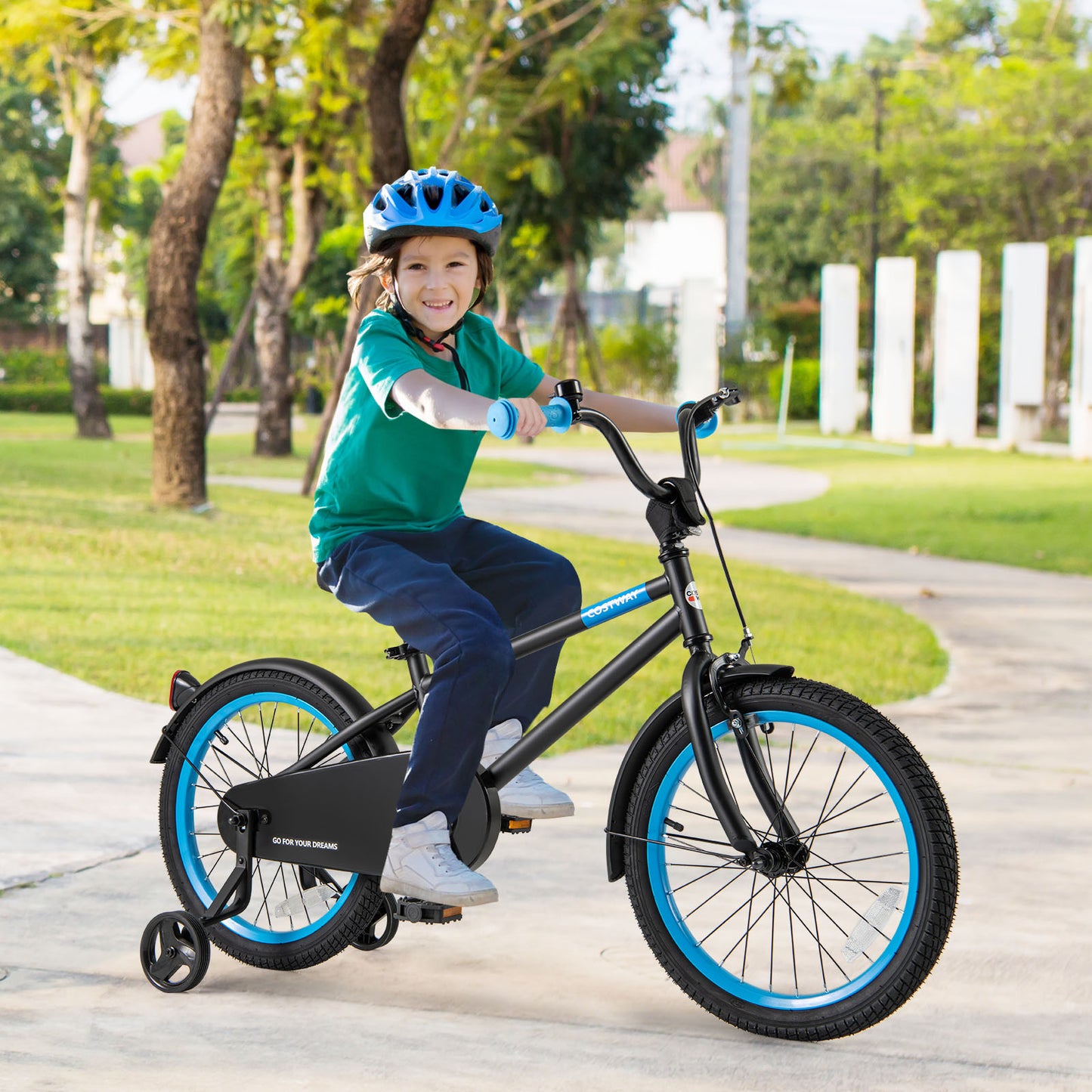 Kids Bike with Adjustable Handlebar and Saddle Black-18 Inches Kids Crystal