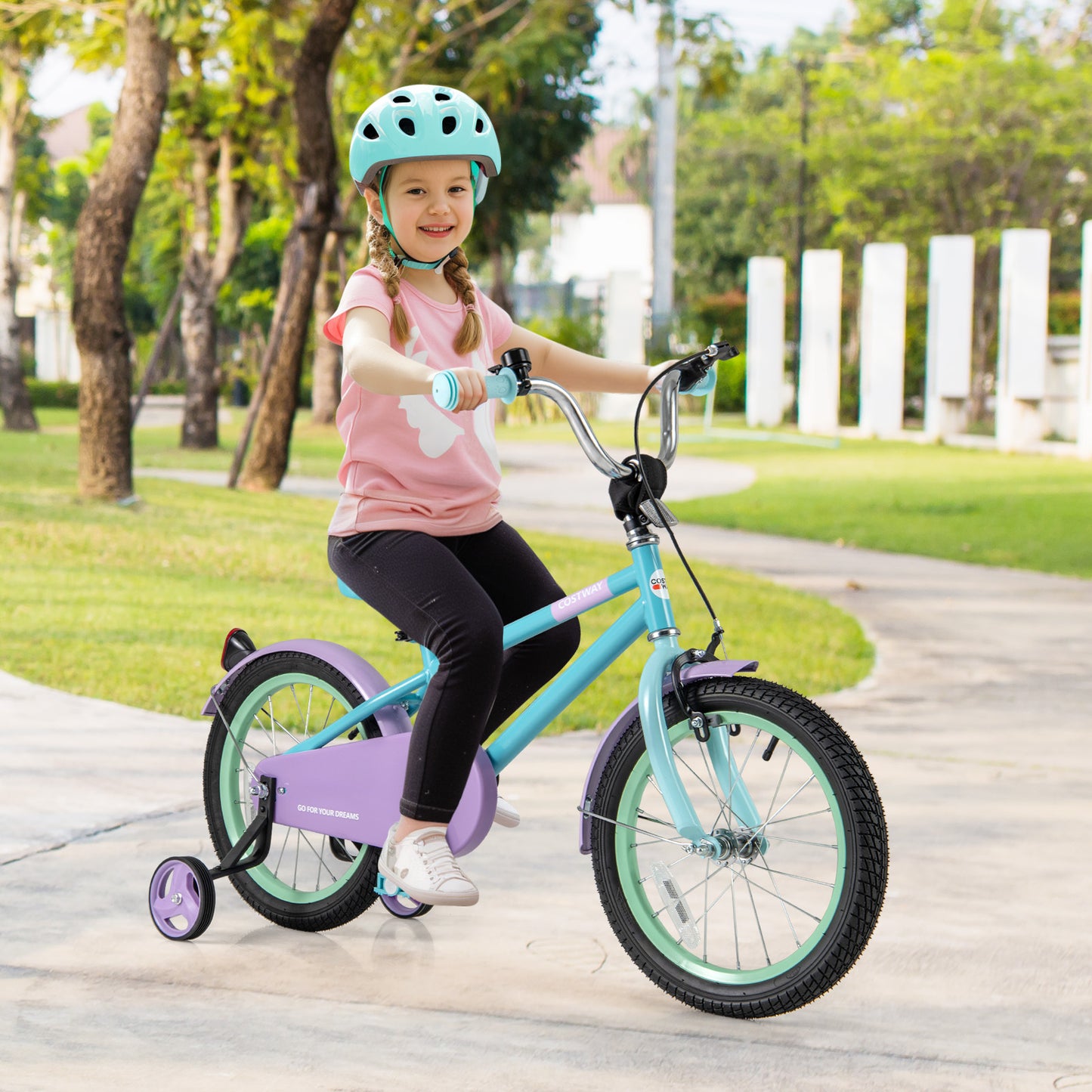 Kids Bike with Adjustable Handlebar and Saddle Purple-16 Inches Kids Crystal