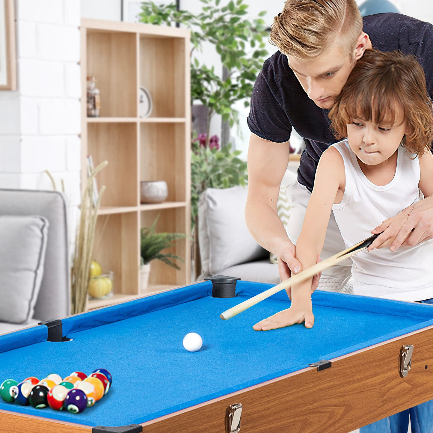 48 Inch 3-In-1 Multi Combo Game Table with Soccer for Game Rooms Kids Crystal