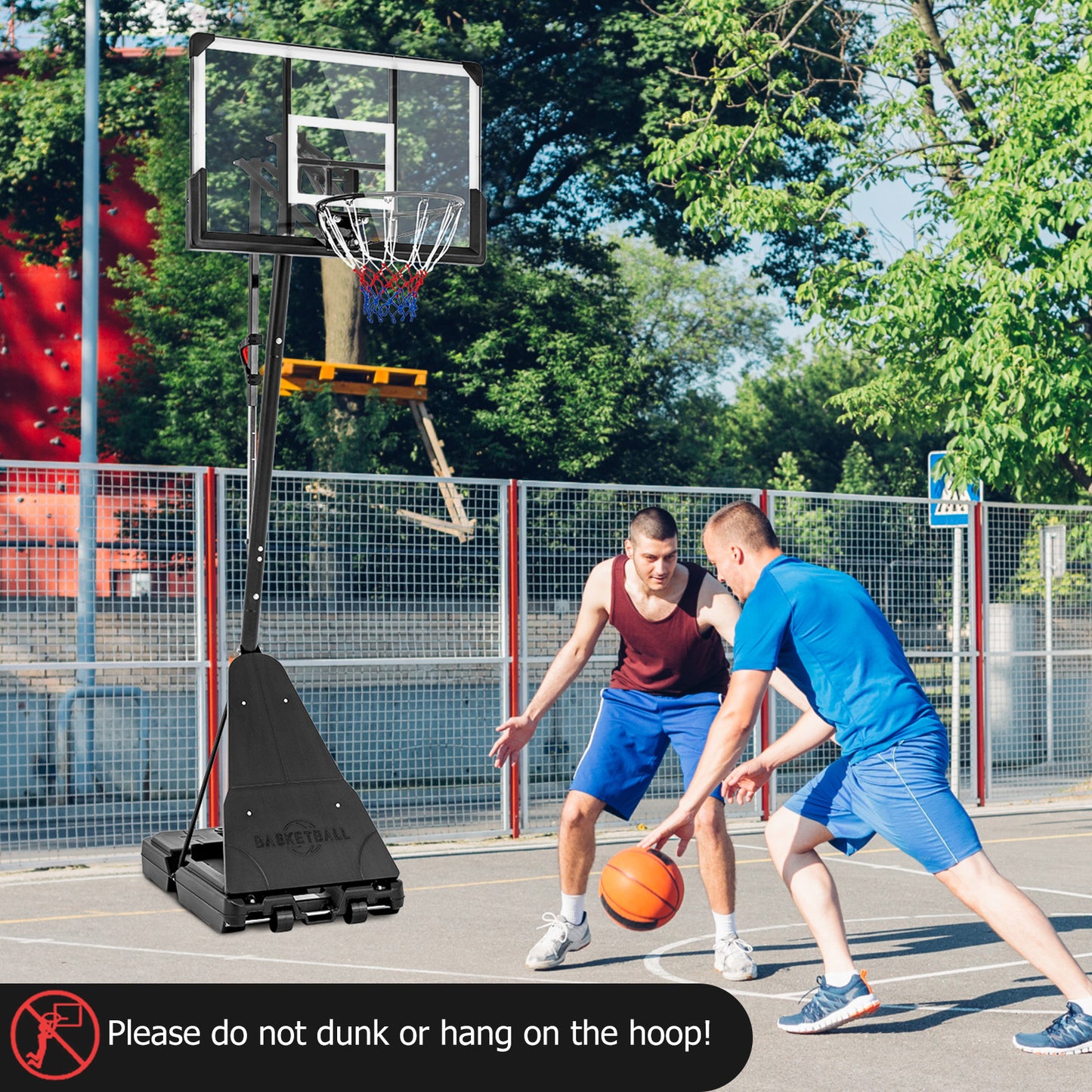 4.9-10 Feet Height Adjustable Portable Basketball Hoop Basketball Goal System Kids Crystal