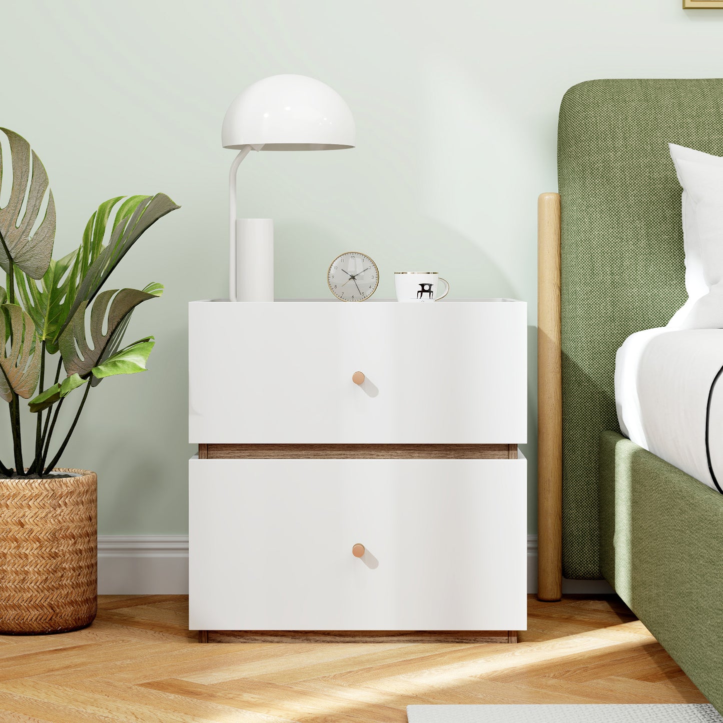2-Drawer Modern Nightstand with Storage for Living Room Bedroom Kids Crystal