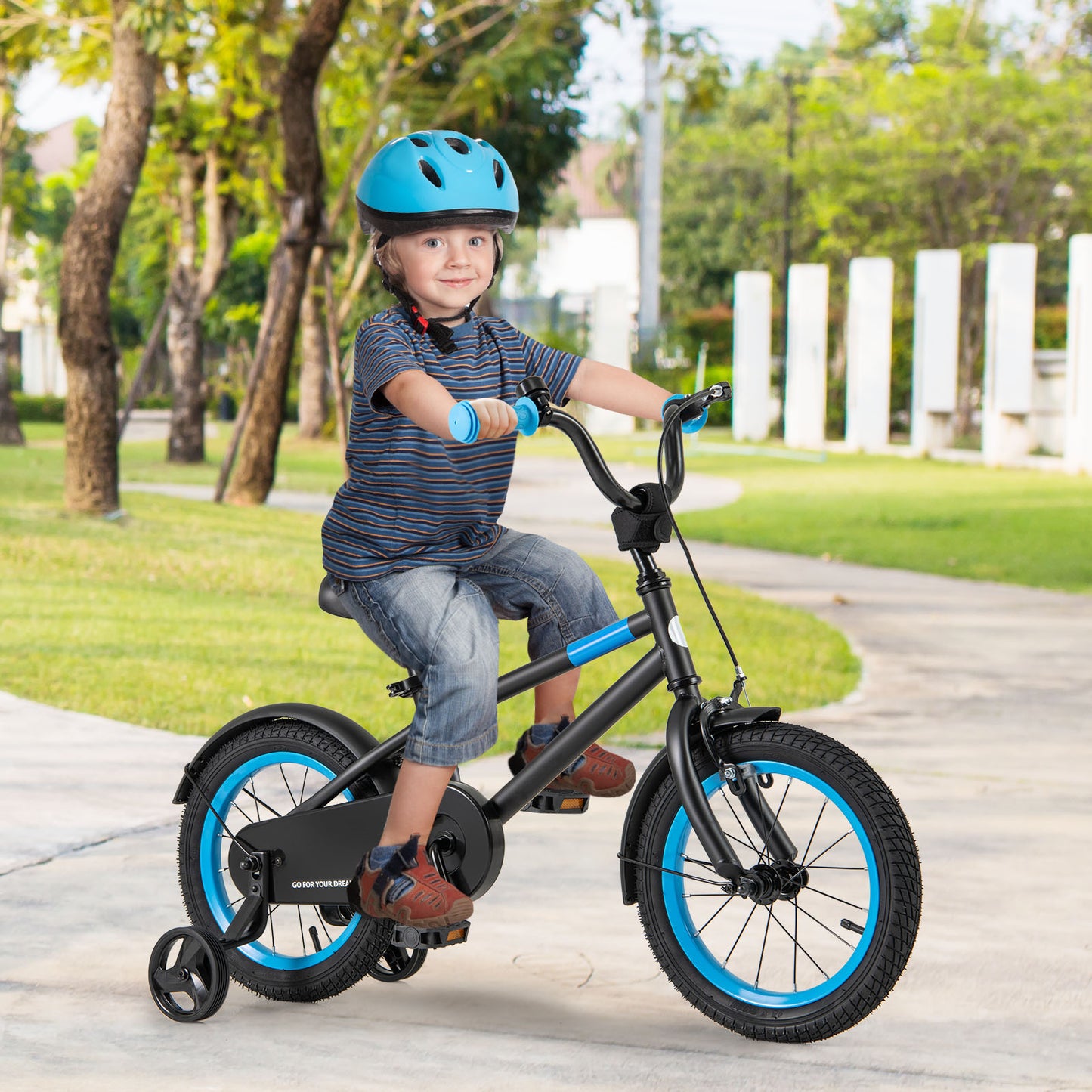 Kids Bike with Adjustable Handlebar and Saddle Black-14 inches Kids Crystal