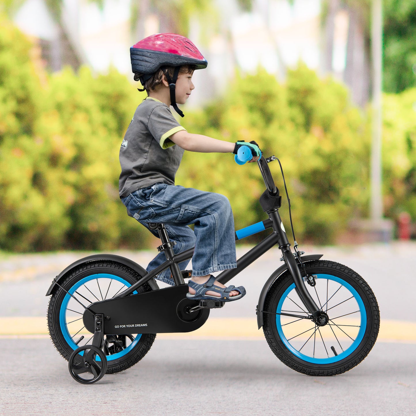 Kids Bike with Adjustable Handlebar and Saddle Black-14 inches Kids Crystal