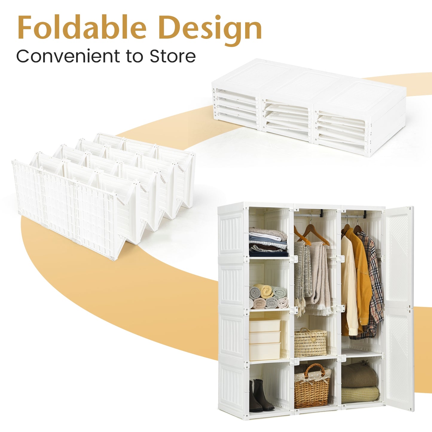 Foldable Closet Clothes Organizer with 8 Cubby Storage Kids Crystal